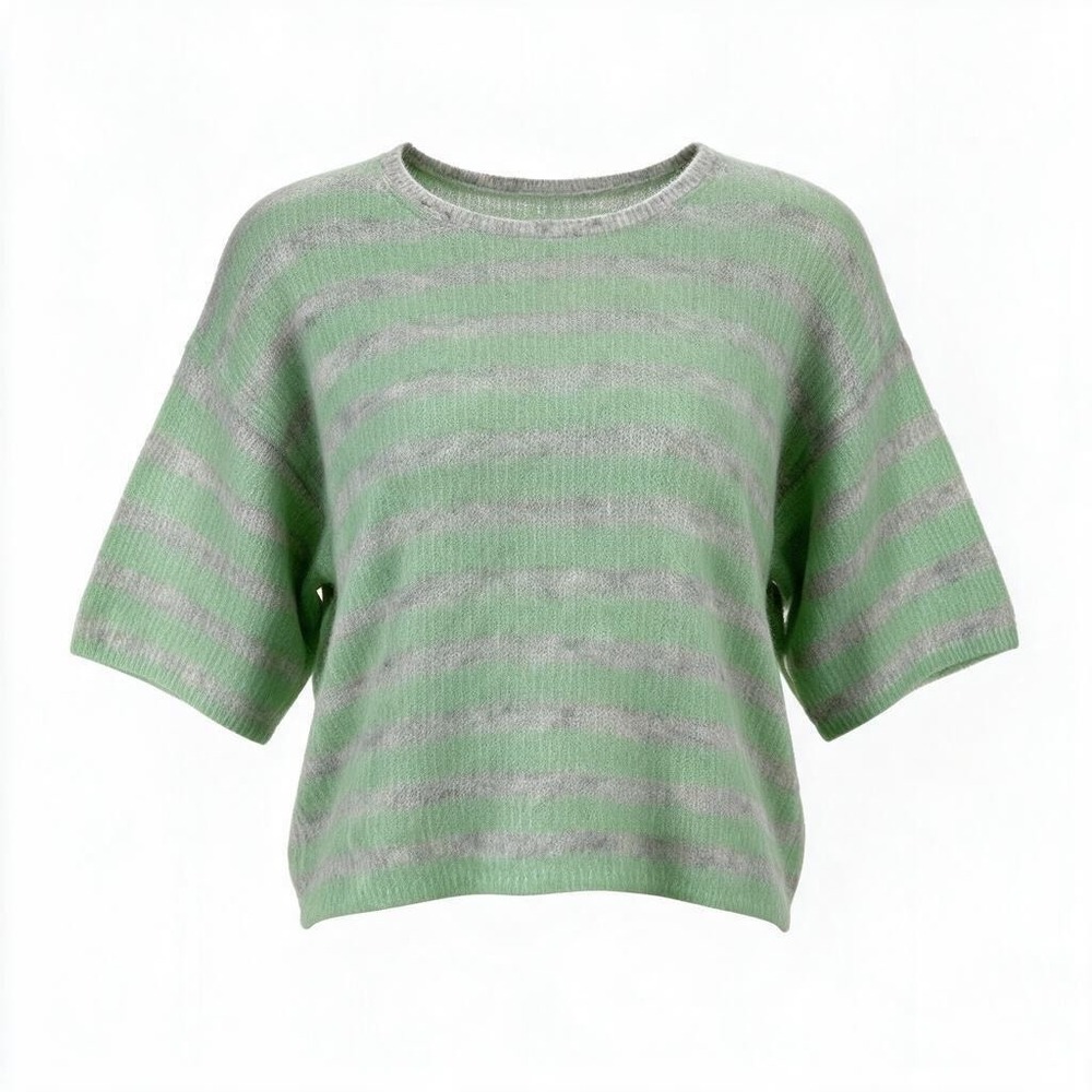 American Vintage Nenybay Sweater M/L NWT Alpaca Green Gray Short Sleeve #1997